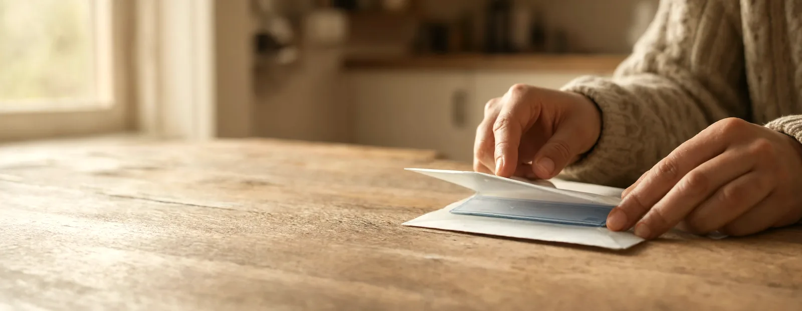 Banner Financial Donations A Person At A Kitchen Table Sliding A Check Into An Envelope In Morning Light